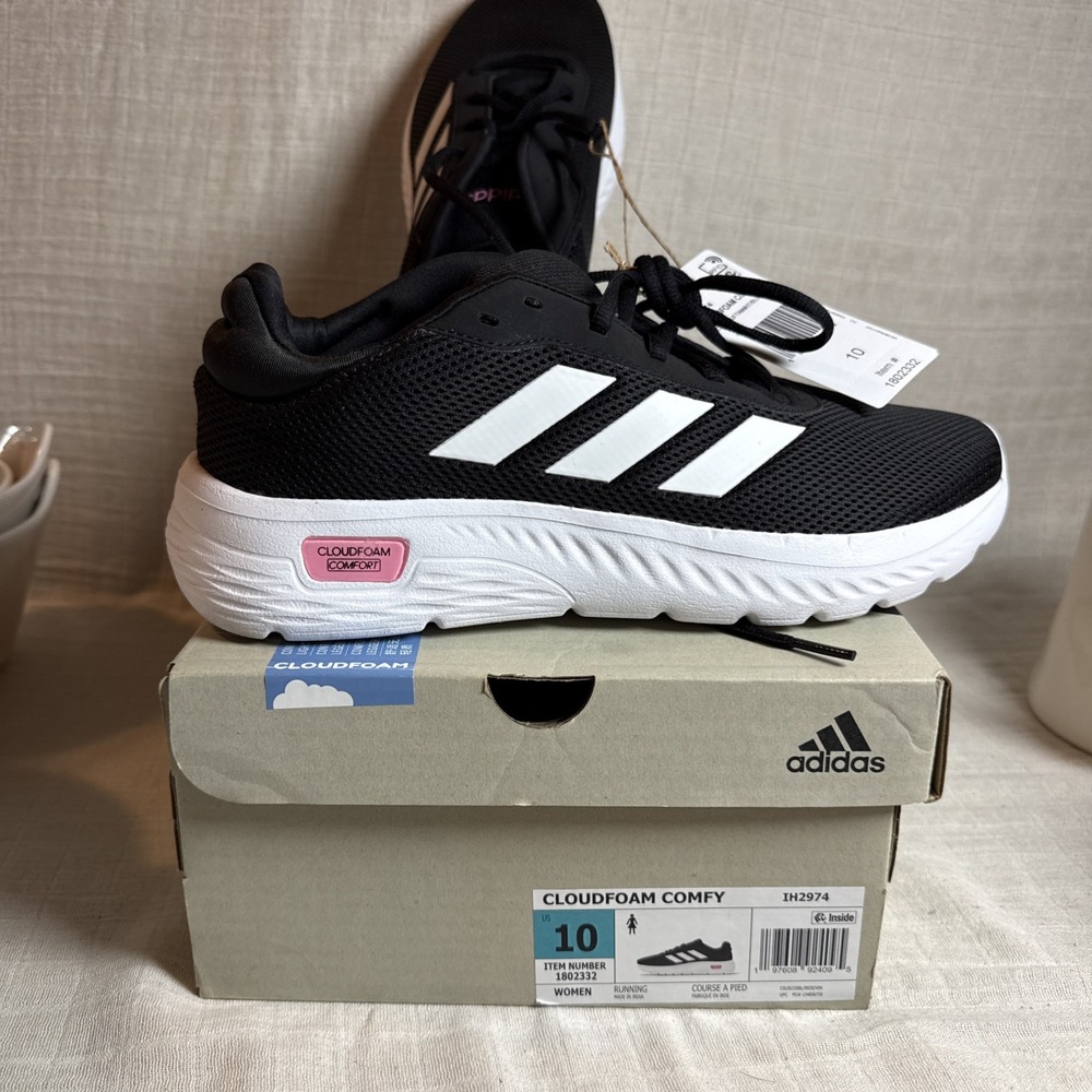 Adidas Cloudfoam Comfy Womens Black Running Shoes IH2974 Size 10 NIB
